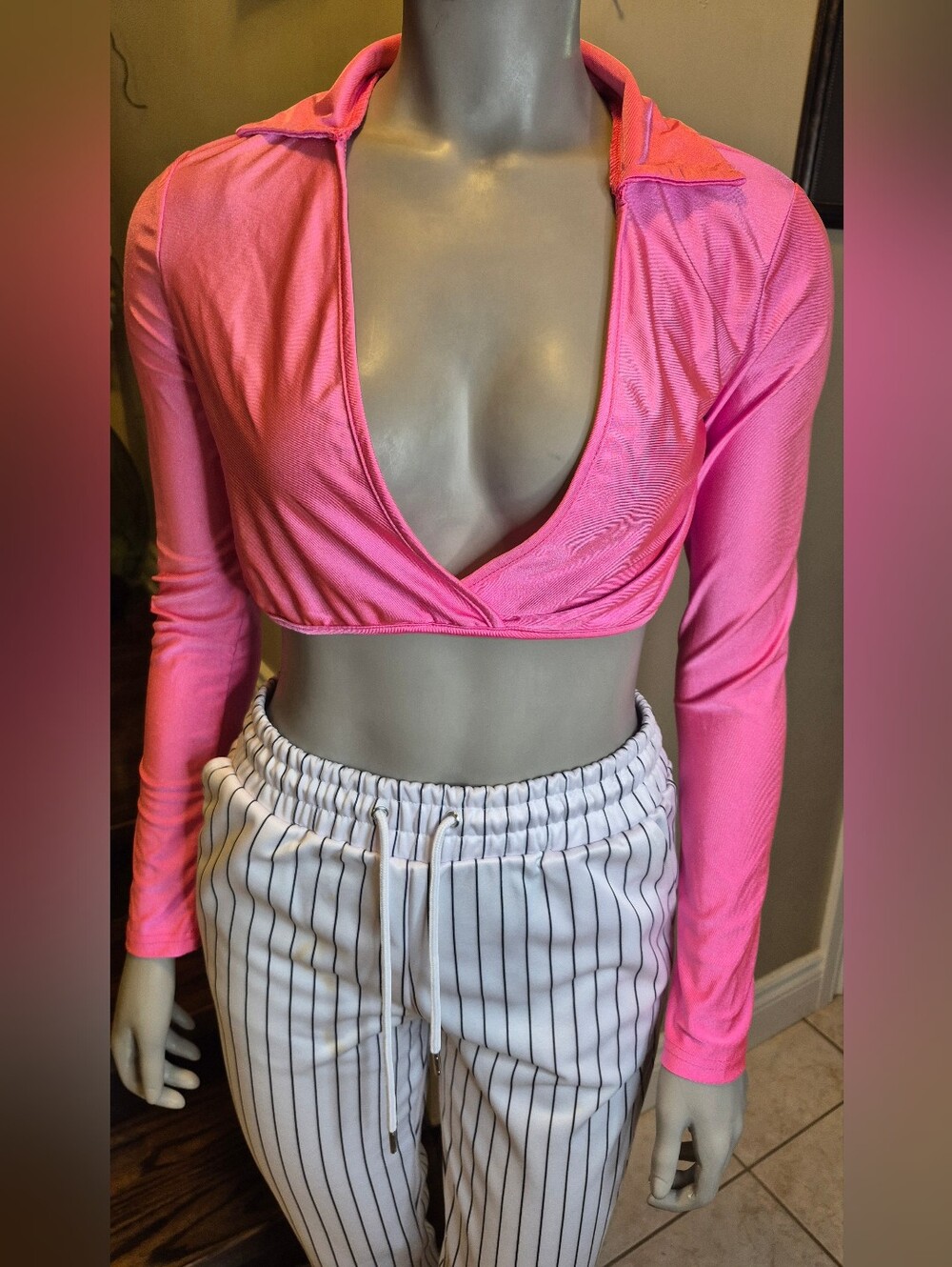 SHEIN Hot Pink Women's Top With Deep V Cut
